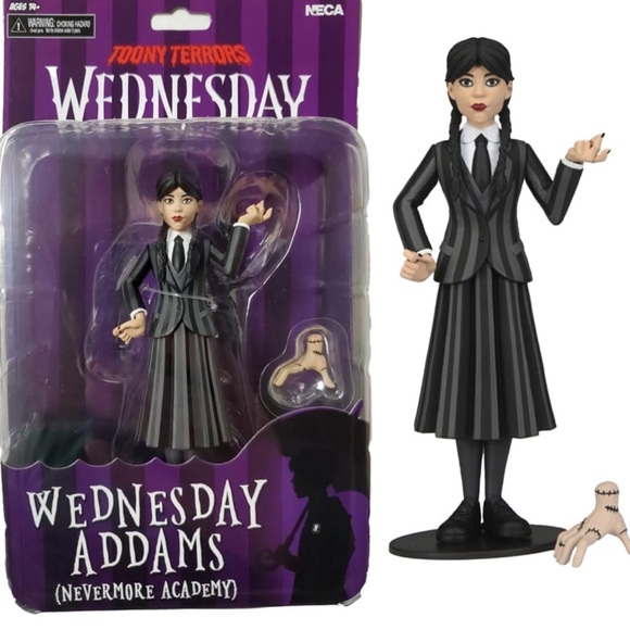 Neca Other - NIB Toony Terrors Wednesday Addams in Nevermore uniform + Thing series 6" tall